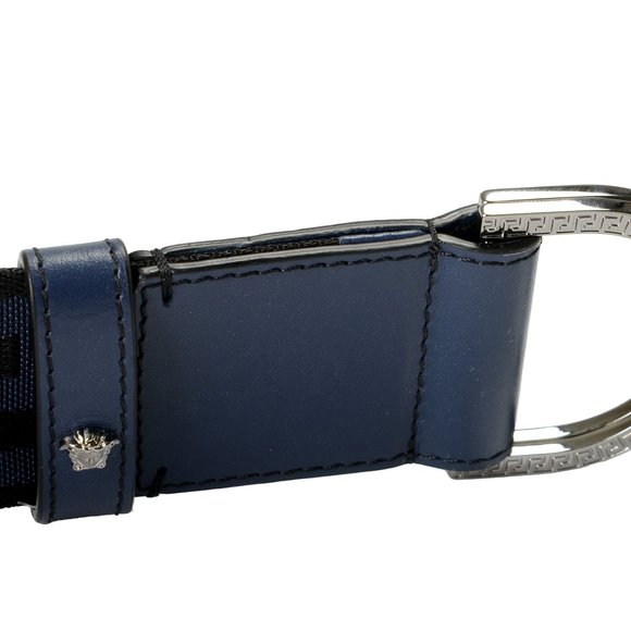 Versace Leather Trimmed Greeca Print Belt - Picture 3 of 5